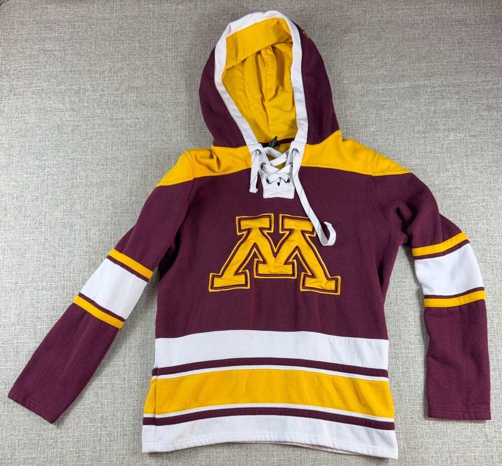 Minnesota Golden Gophers Colosseum Women M Lace Up Hockey Hoodie Maroon Gold